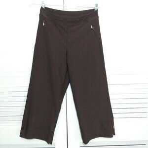 Lucy Pants Wide Leg Yoga Gym Pants Pull On Zipper Detail Brown X Small Tall